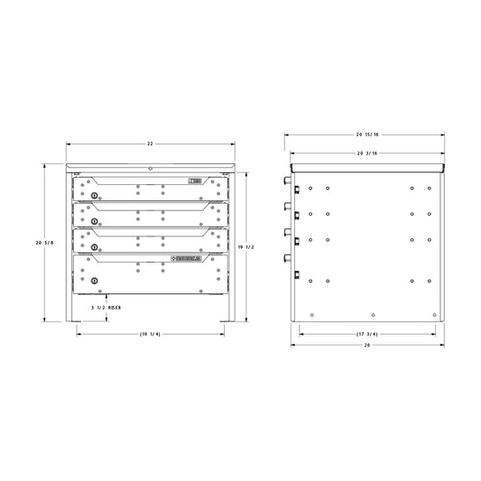 ORO HD Drawer Set | 20.63H x 22W x 21D | 3 1/2 Riser | 4 Drawer | 750-475-013