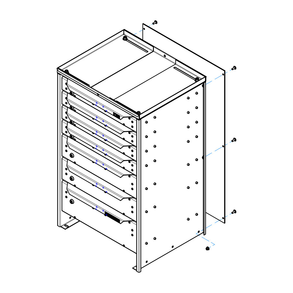 ORO HD Drawer Set | 36.75H x 22W x 19D | 3 1/2 Riser | w/ Back | 7 Drawer | 750-475-016