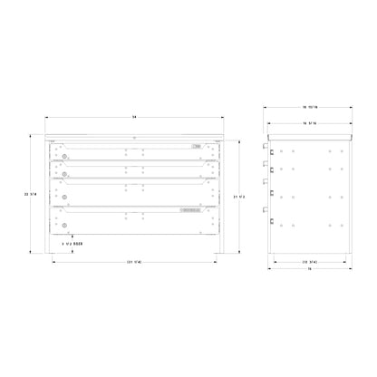ORO HD Drawer Set | 22.63H x 34W x 17D | 3 1/2 Riser | 4 Drawer | 750-475-001