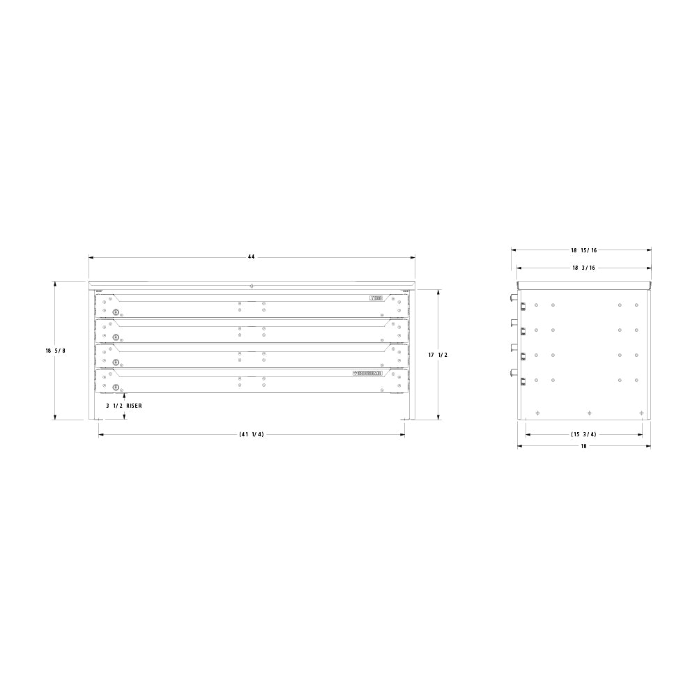 ORO HD Drawer Set | 18.63H x 44W x 19D | 3 1/2 Riser | 4 Drawer | 750-475-004