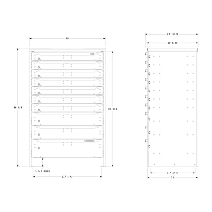 ORO HD Drawer Set | 46.88H x 30W x 21D | 3 1/2 Riser | 10 Drawer | 750-475-006