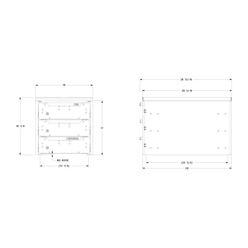 ORO HD Drawer Set | 18.13H x 18W x 29D | NO Riser | 3 Drawer | 750-475-008
