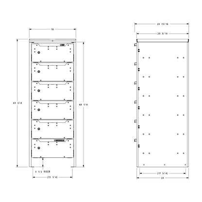 ORO HD Drawer Set | 49.38H x 18W x 21D | 3 1/2 Riser | 6 Drawer | 750-475-010