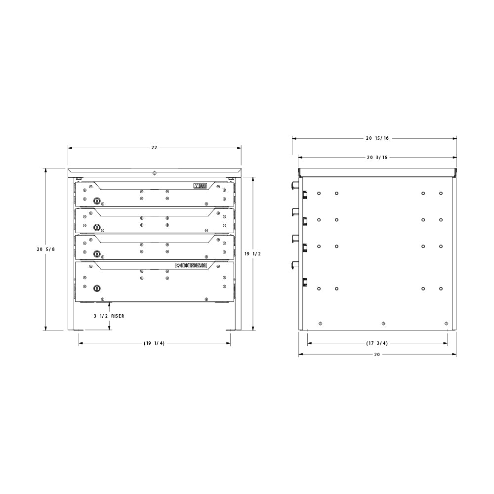 ORO HD Drawer Set | 20.63H x 22W x 21D | 3 1/2 Riser | 4 Drawer | 750-475-013