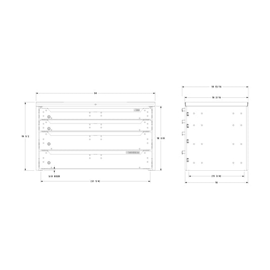 ORO HD Drawer Set | 19.50H x 34W x 19D | NO Riser | 4 Drawer | 750-475-015