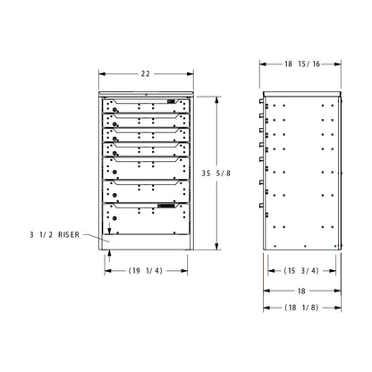 ORO HD Drawer Set | 36.75H x 22W x 19D | 3 1/2 Riser | w/ Back | 7 Drawer | 750-475-016