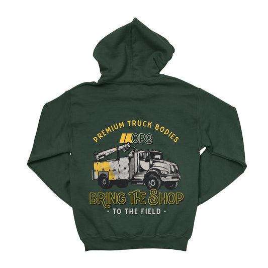 Burning The Midnight Oil | ORO Service Trucks |  Vintage Hooded Sweatshirt